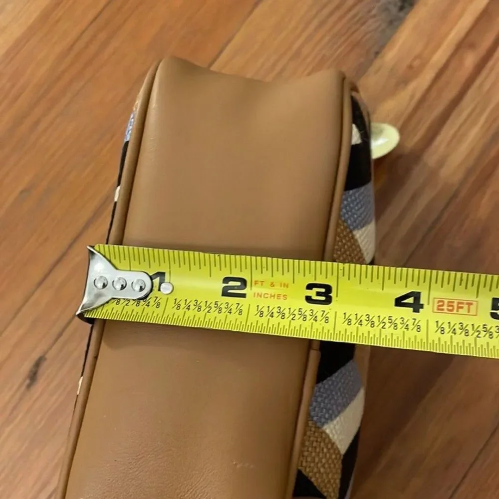 NWT Spartina 449 Linen & Leather Cosmetic Bag